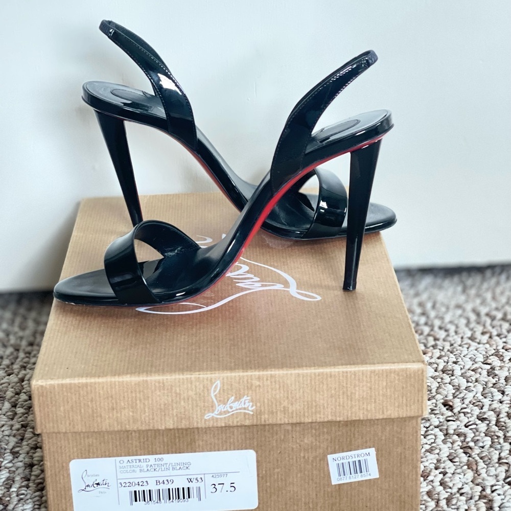 Christian Louboutin Patent Black 100mm Astrid Size 37.5 (7.5)